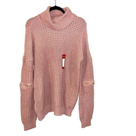 Guess Dalida chunky knit sweater long zipper statement‎ sleeves - Picture 3 of 14